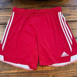 Adidas Red Soccer Sports Shorts with White Accents. Medium. Good condition